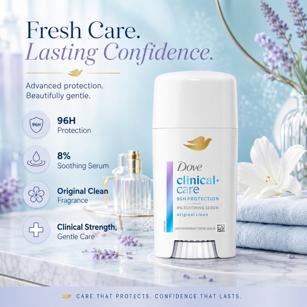Clinical + Care Anti-perspirant Cream Serum, Original Clean, 60ml | Set-of-6