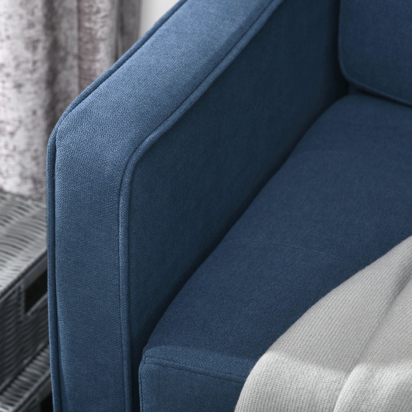 Compact Loveseat 2 Seater Sofa With Storage Wood Legs | One Size | Blue