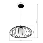 Kronos Pendant Lamp 1xe14 Industrial Chic With The Flattened Cage Surrounding The Elegant Glass Shade