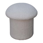 Solid Mango Wood White Boucle Mushroom Footstool