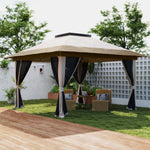 3.6x3.6m Pop Up Gazebo, Mesh Sides, Upf50+ | Beige