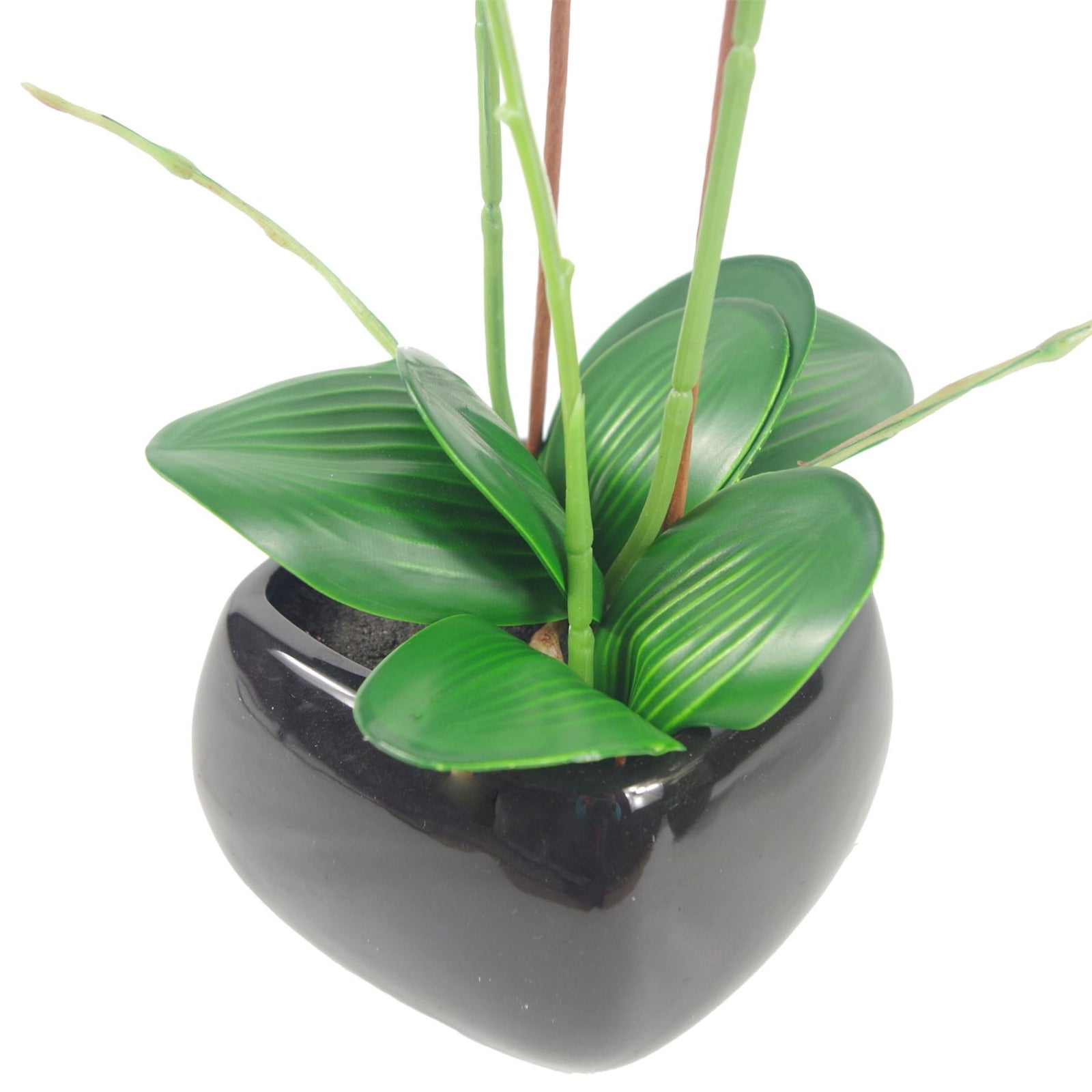 Artificial 70cm Orchid Light Pink With Black Ceramic Planter