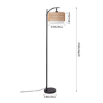 Hand-Woven Rattan and Fabric Floor Lamp – Adjustable Height Standing Light with Dual Lampshades for Warm and Modern Home Ambience