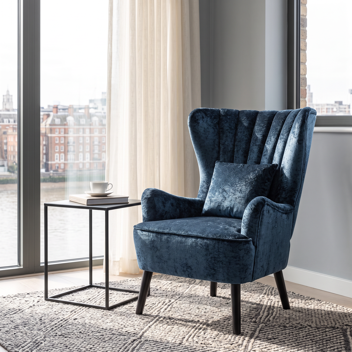 Breeins Upholstered Wingback Single Sofa Accent Chair With Wooden Legs