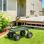 Garden Trolley Cart With Pneumatic Wheels And Rotating Handle | Green