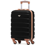 55x35x20cm Cabin Carry On Suitcase Hard Shell Overhead Luggage 100+ Airlines Approved | Cabin | Black & Brown