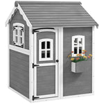 Wooden Wendy House For Kids With Floor, For Gardens, Patios - Grey