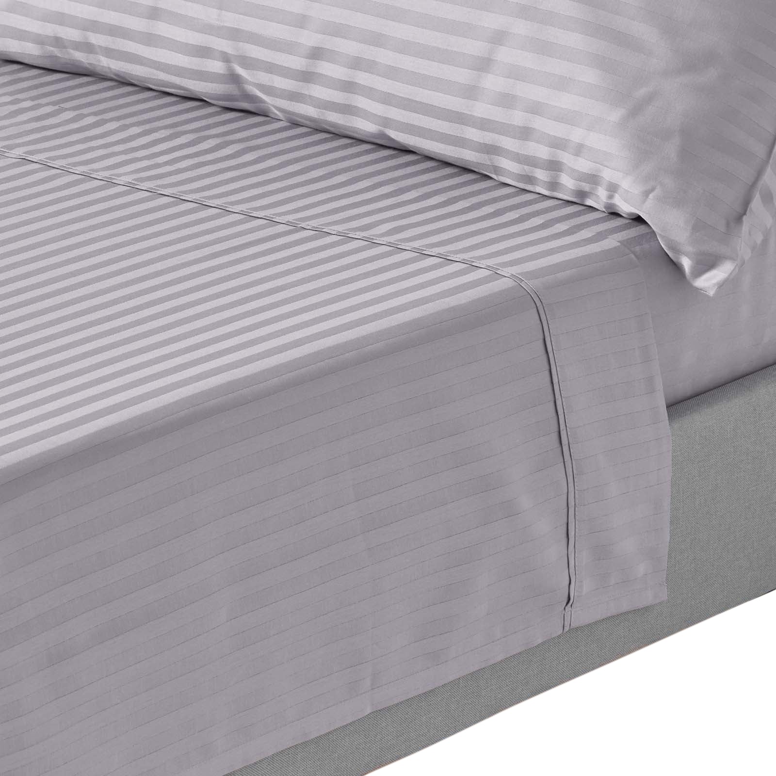 Egyptian Cotton Satin Stripe Flat Sheet 330 Tc | King | Grey