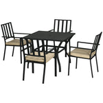 Garden Dining Set W/ Cushioned Chairs & Metal Table