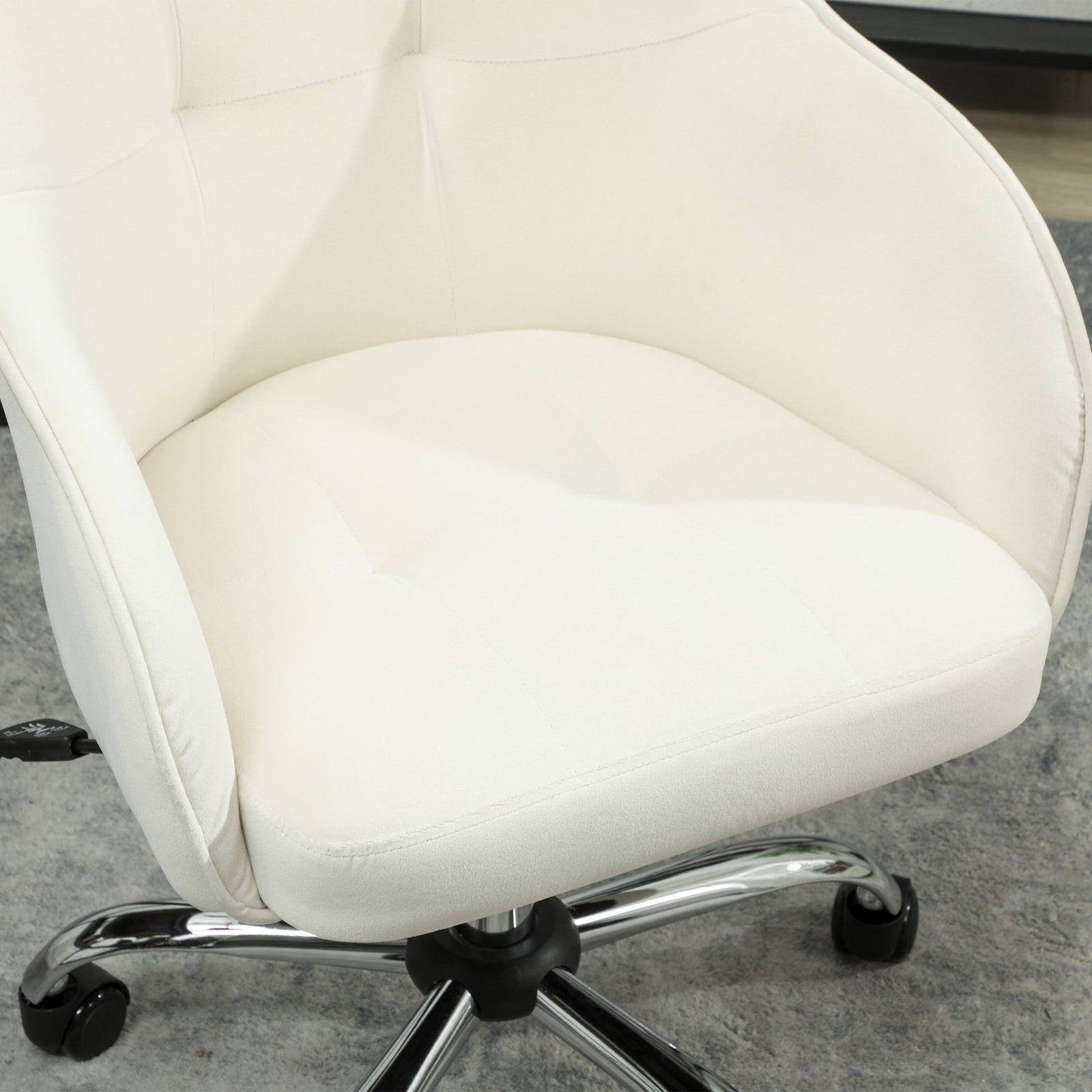 Vanity Chair For Desk, Wheels | Cream