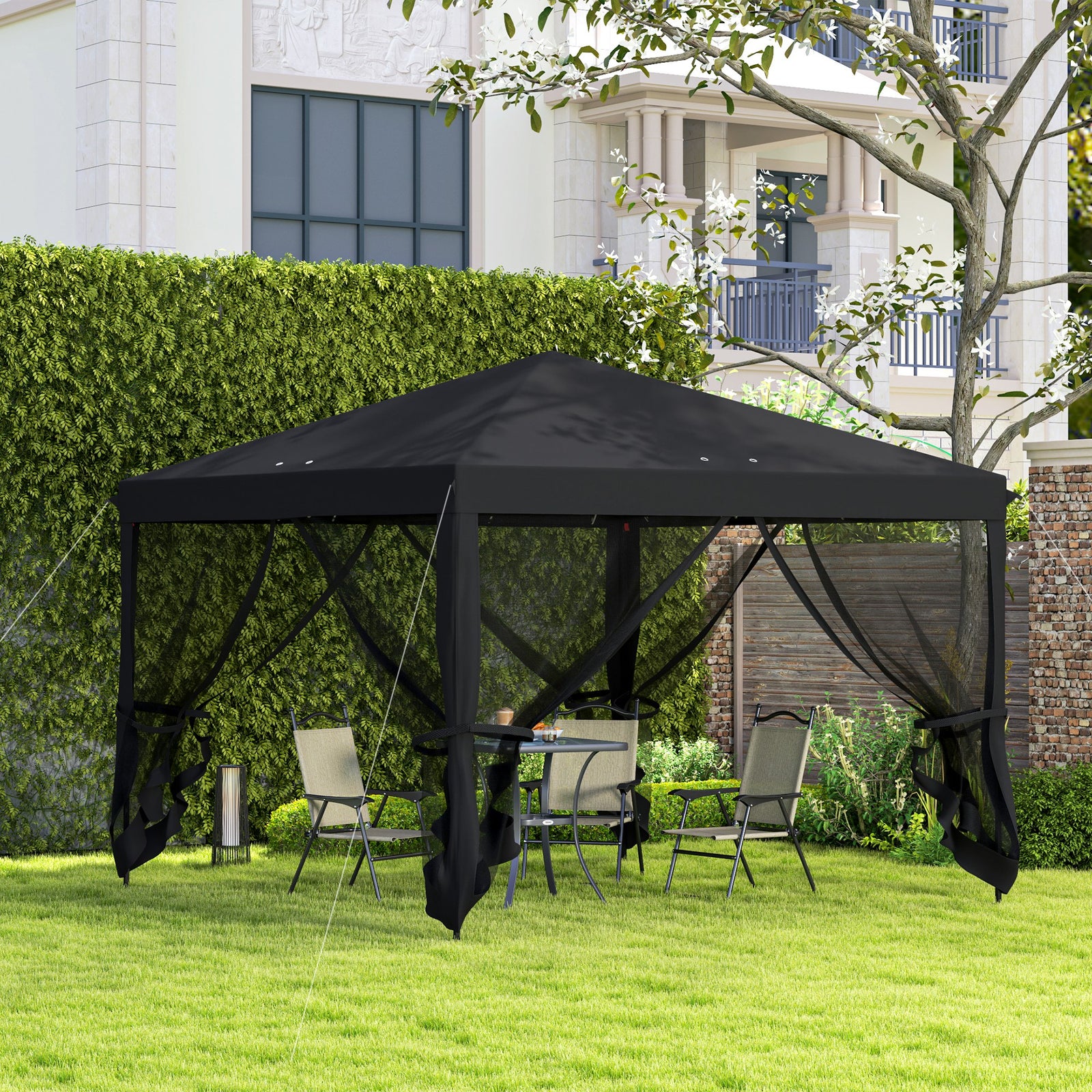 Heavy Duty Pop Up Gazebo With Removable Mesh Sidewall | Black