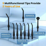 Dyzi Black Cordless Oral Irrigator 350ml Tank 5 Modes Water Flosser