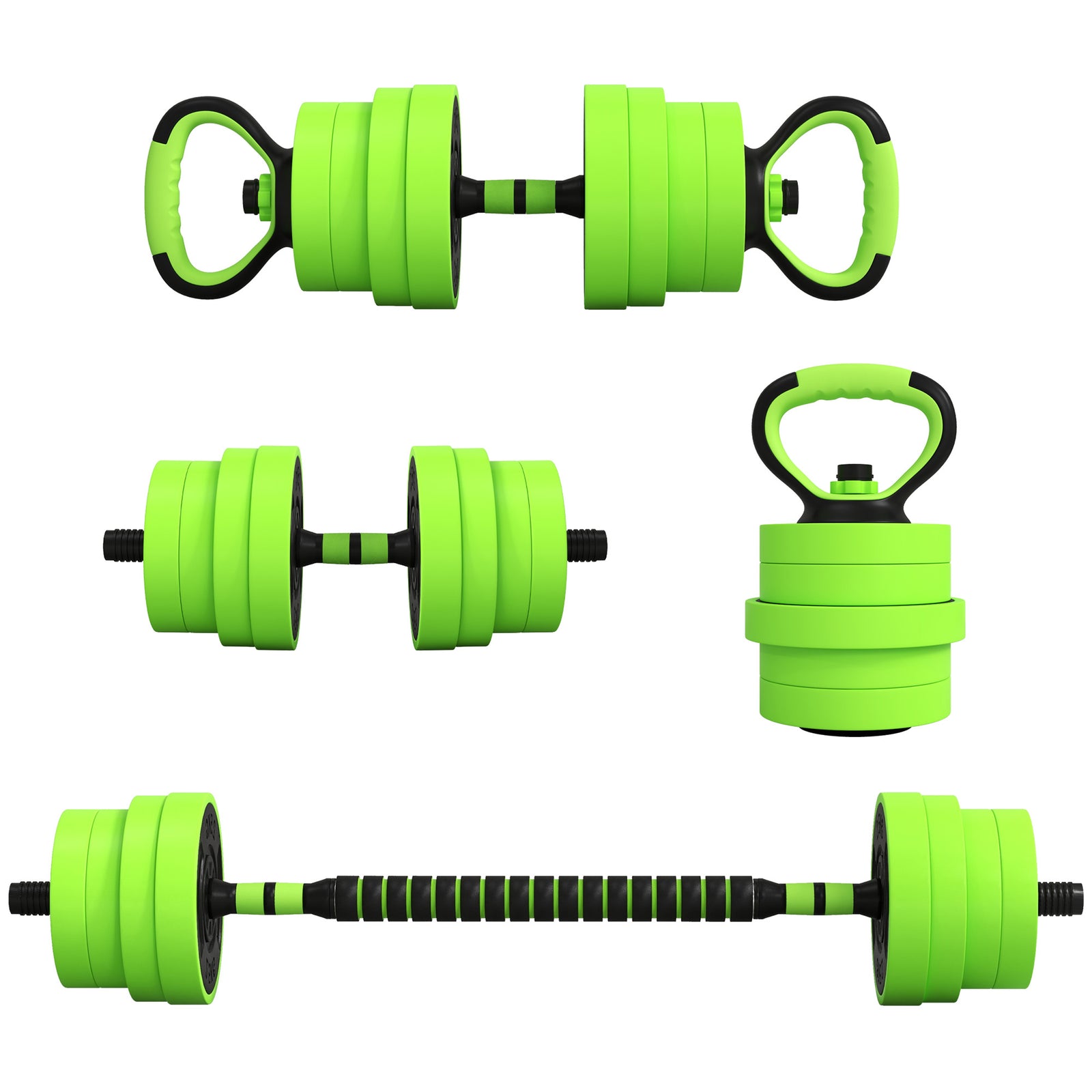 4-in-1 Weight Dumbbells Set Barbell | 30kg | Green