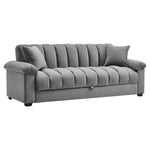 Grey Fabric Sofa Bed With Pillows – Convertible Sleeper Sofa, Super Comfortable Upholstered & Wood Frame