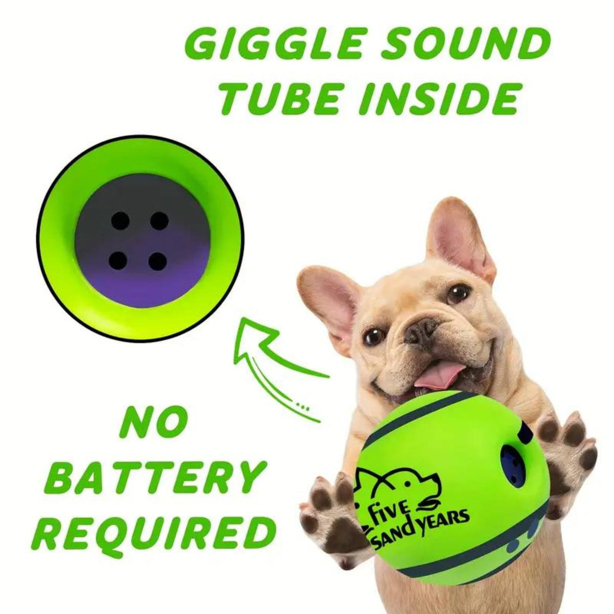 Dyzi Pet Sound Ball 8 Cm Durable Dog Toy Giggle Sounds Interactive