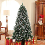 5/6/7ft Artificial Pine Christmas Tree With Pinecones, Steel Base | 6ft | Green