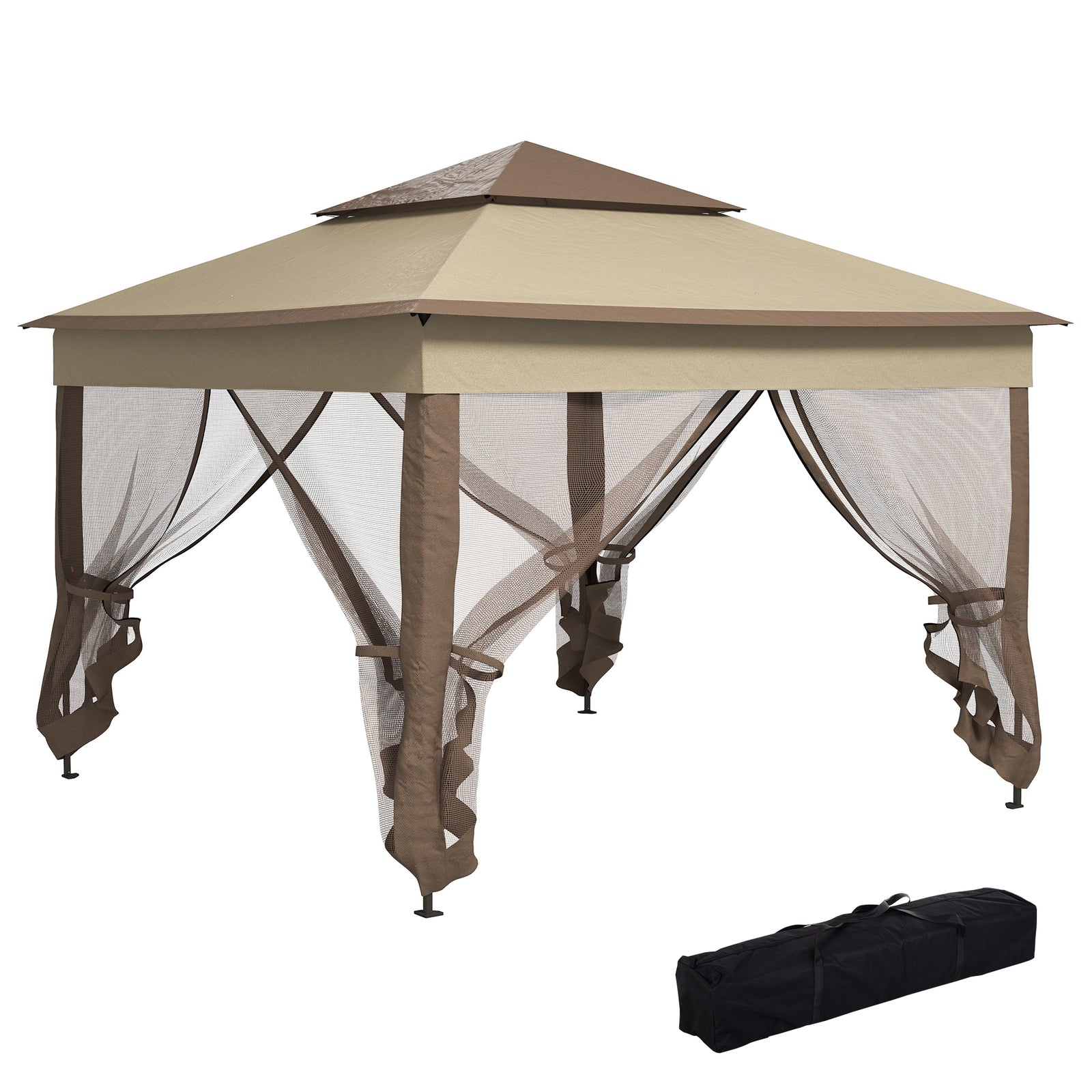 Garden Folding Tent Heavy Duty Pop Up Gazebo For Party | Brown