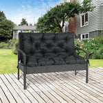 2 Seater Garden Bench Cushion Outdoor Seat Pad With Ties | Jet Black