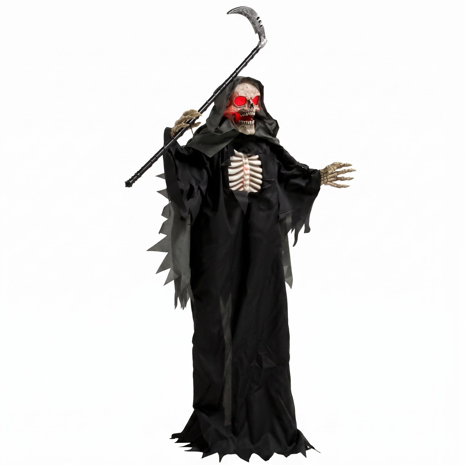 HOMCOM 67"/170cm Life Size Animated Grim Reaper Halloween Decoration