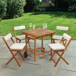 5-Piece Folding Wooden Garden Dining Set with Cushions