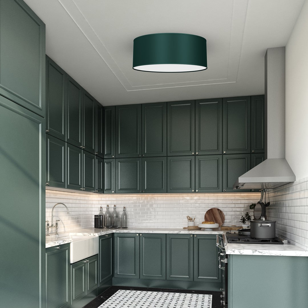 Verde Hand Made Scandi Style 40cm Ceiling Lamp In A Rich Green Finish Holds 2xe27 Led Bulbs