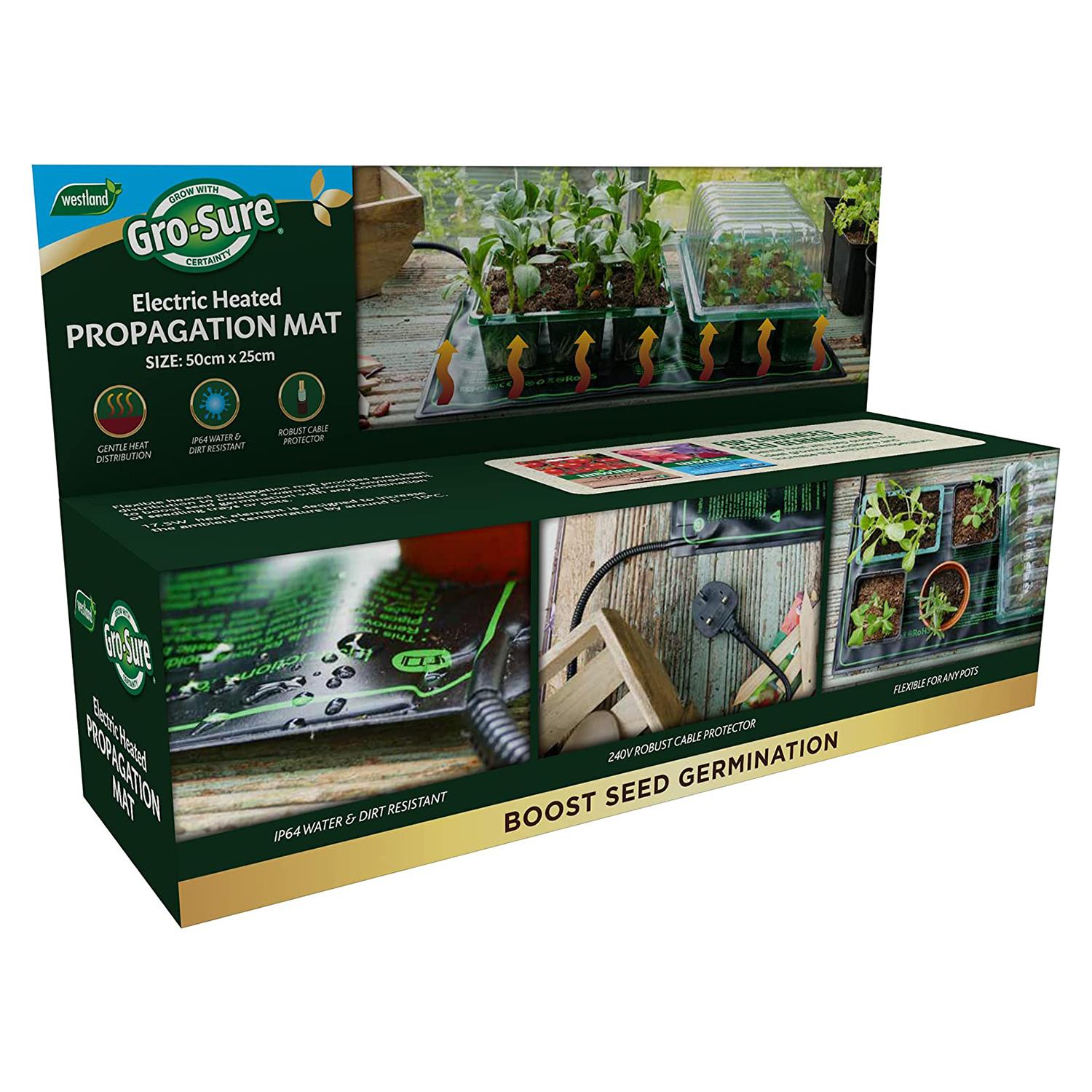 Electric Heated Propagation Mat For Boost Seed Germination, 50cm X 25cm | Single | Black