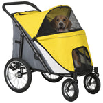 Foldable Pet Stroller With Cushion, For M, L Dogs | Yellow