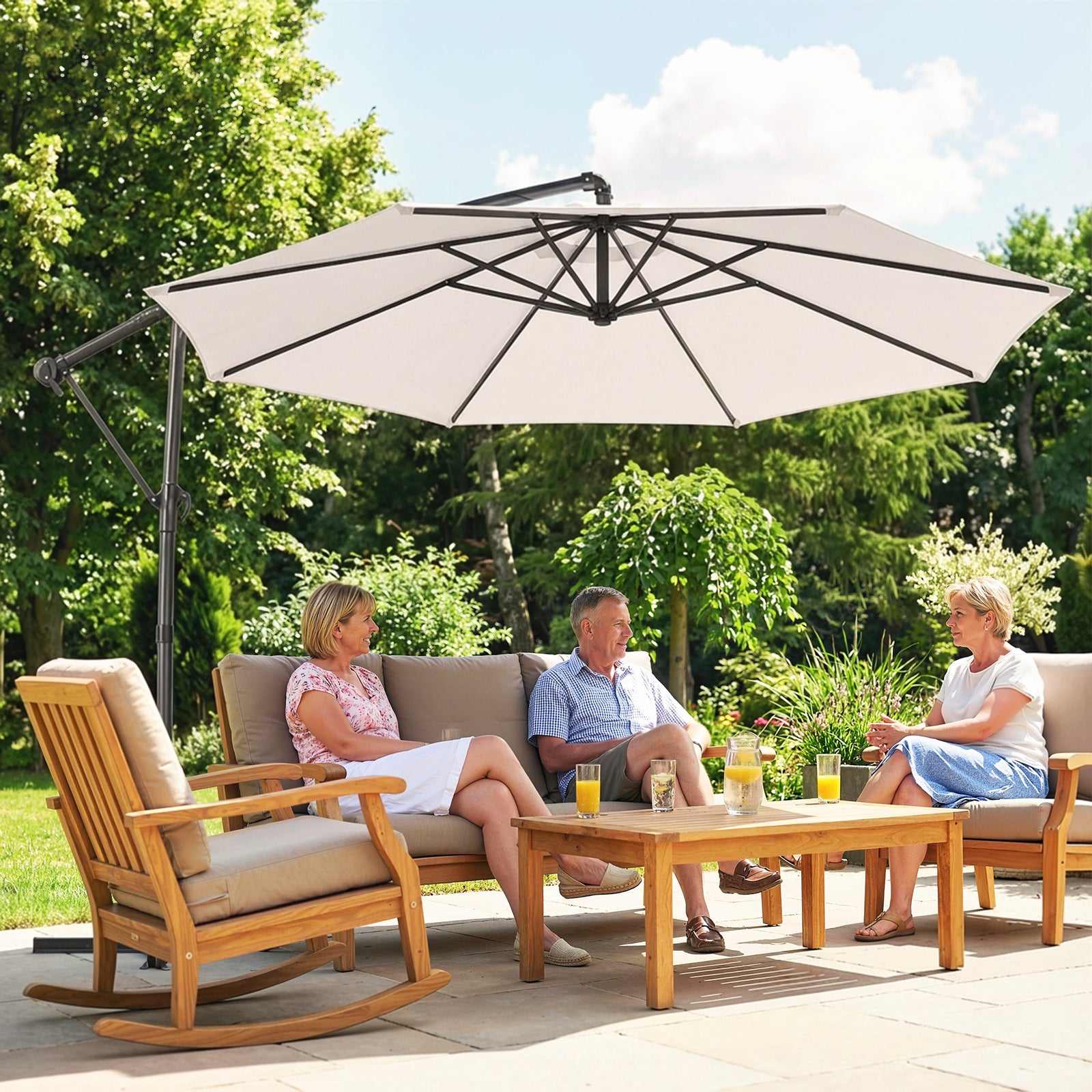 3 M Garden Cantilever Parasol With Cover, Rotation | Cream