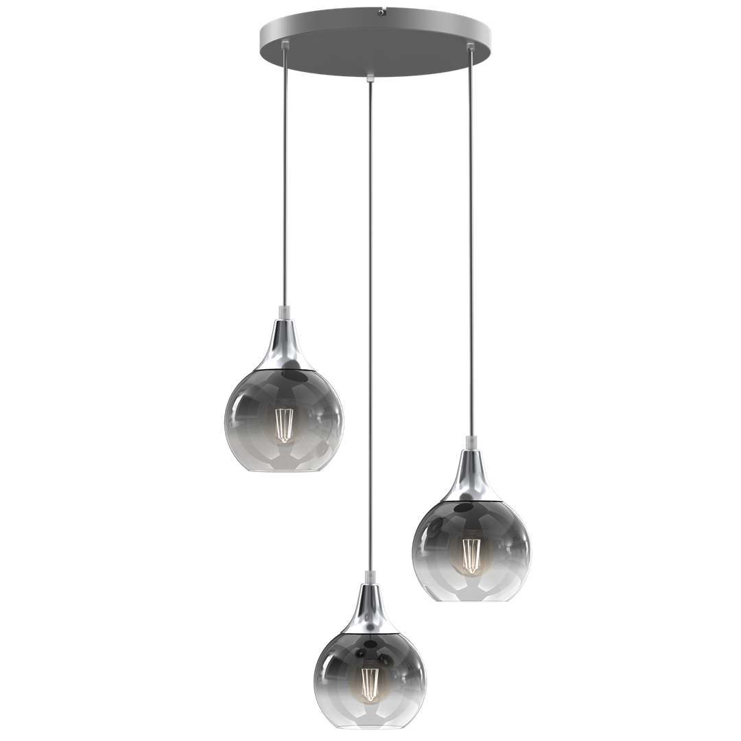 Monte Hand Made Circular Designer Pendant Lamp Smoked Glass Shades