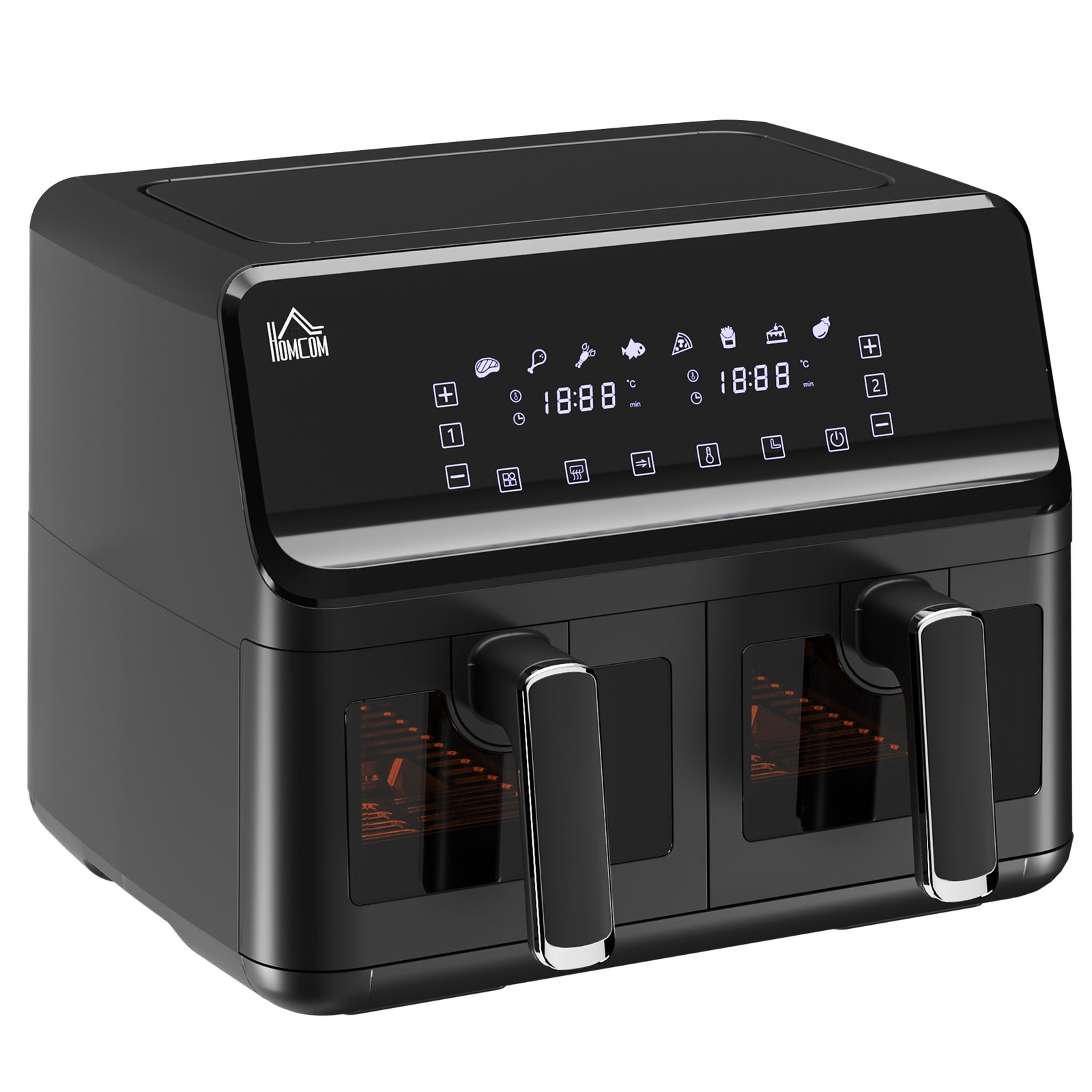 8l Double Basket Air Fryer With 8 Presets Digital Display | One Size | Silver