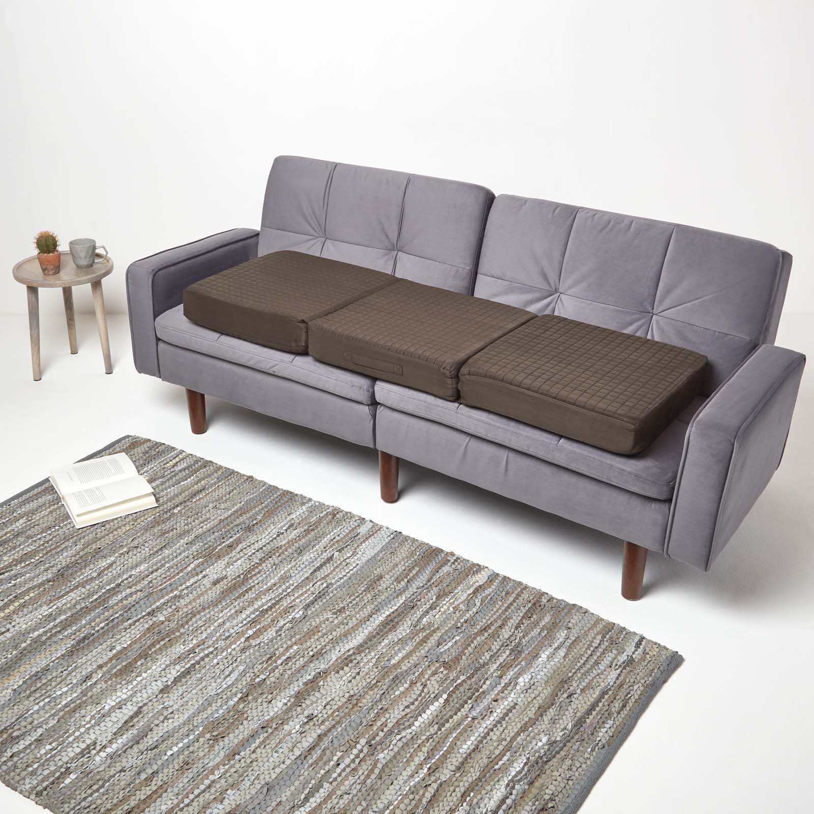 Faux Suede Orthopaedic Foam 3 Seater Booster Cushion | 50cm x 150cm | Chocolate