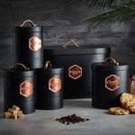 5 Piece Kitchen Storage Set   Black/copper