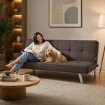 Britney Linen Sofa Bed 3 Seater | Brown