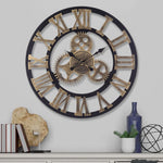 Industrial Large Retro Silent Wall Clock For Home Decor | Gold