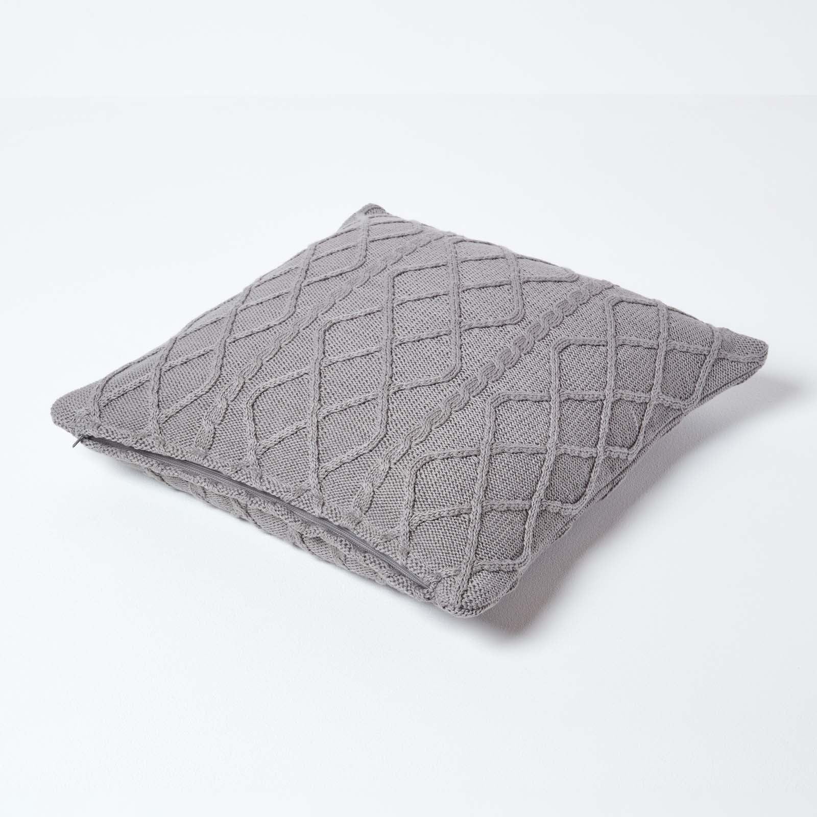 Diamond Cable Knit Cushion Cover | 45cm x 45cm | Grey