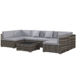 Rattan Garden Furniture Set Coffee Table Buckle Structure | Gray