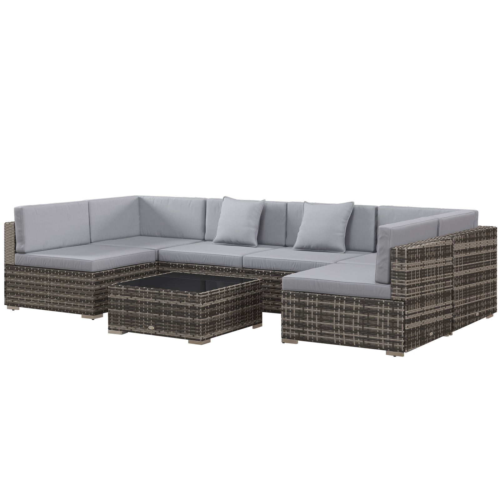 Rattan Garden Furniture Set Coffee Table Buckle Structure | Gray