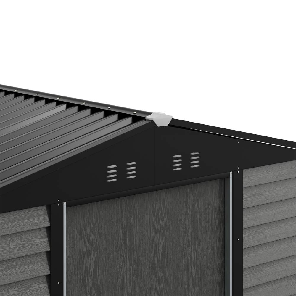 8 X 7 Ft Metal Storage Shed With Foundation, Double Sliding Doors & Vents, Weatherproof Outdoor Tool Shed For Garden Or Backyard