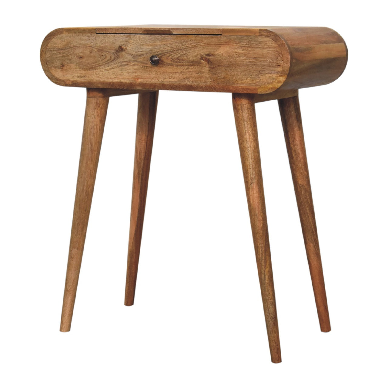 Solid Mango Wood Mini Oak-ish Round Dressing Table