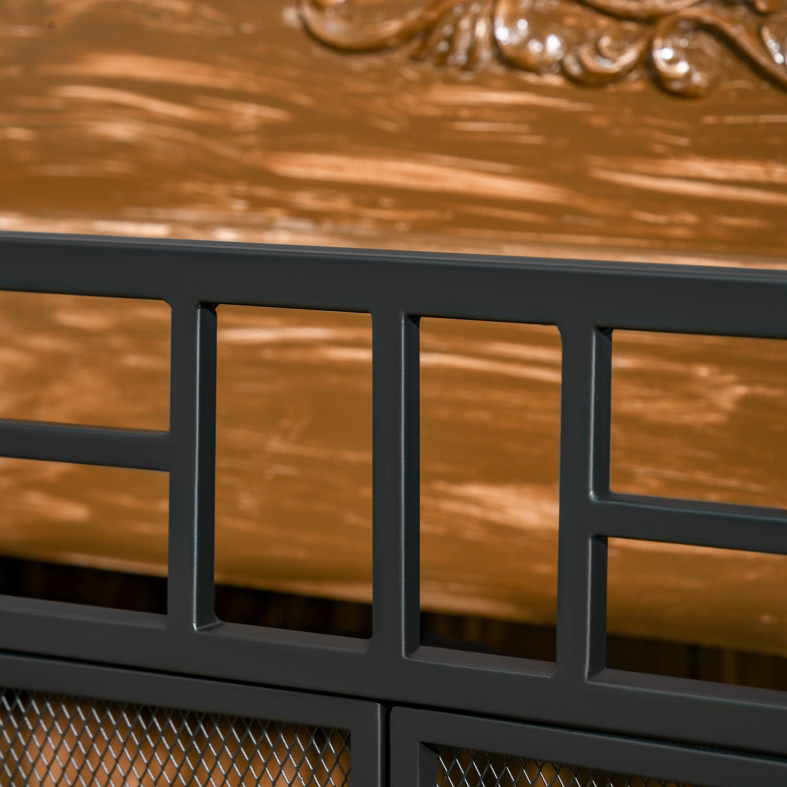 3 Panel Folding Fire Screen With 2 Door Fireplace Accessary