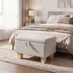 Linen Upholstered Storage Ottoman | Beige