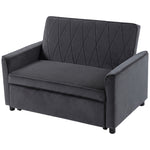 2 Seater Sofa Bed, 3-in-1 Velvet Pull Out Sleeper Sofa | Dark Grey