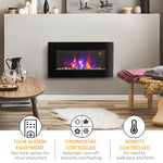 1000w/2000w Electric Wall Fireplace Led Flame Effect Timer