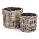 Wicker Shallow Antique Wash Lined Garden Trugs | Set of 3