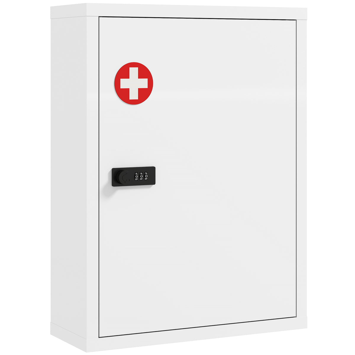 HOMCOM Wall Mount Medicine Cabinet With Combination Lock, White