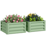 Set Of 2 Raised Garden Bed Galvanised Planter Box | Green