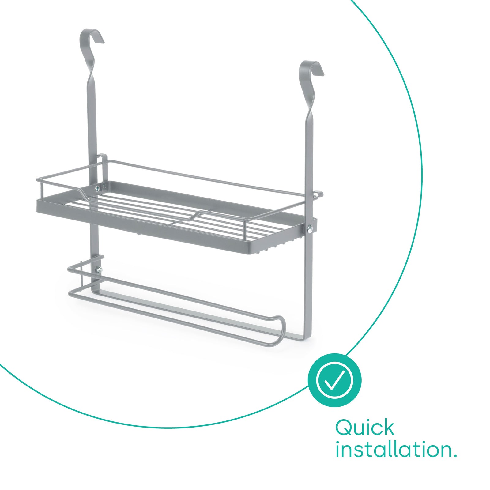 Kitchen Roll Holder With Shelf - Grey