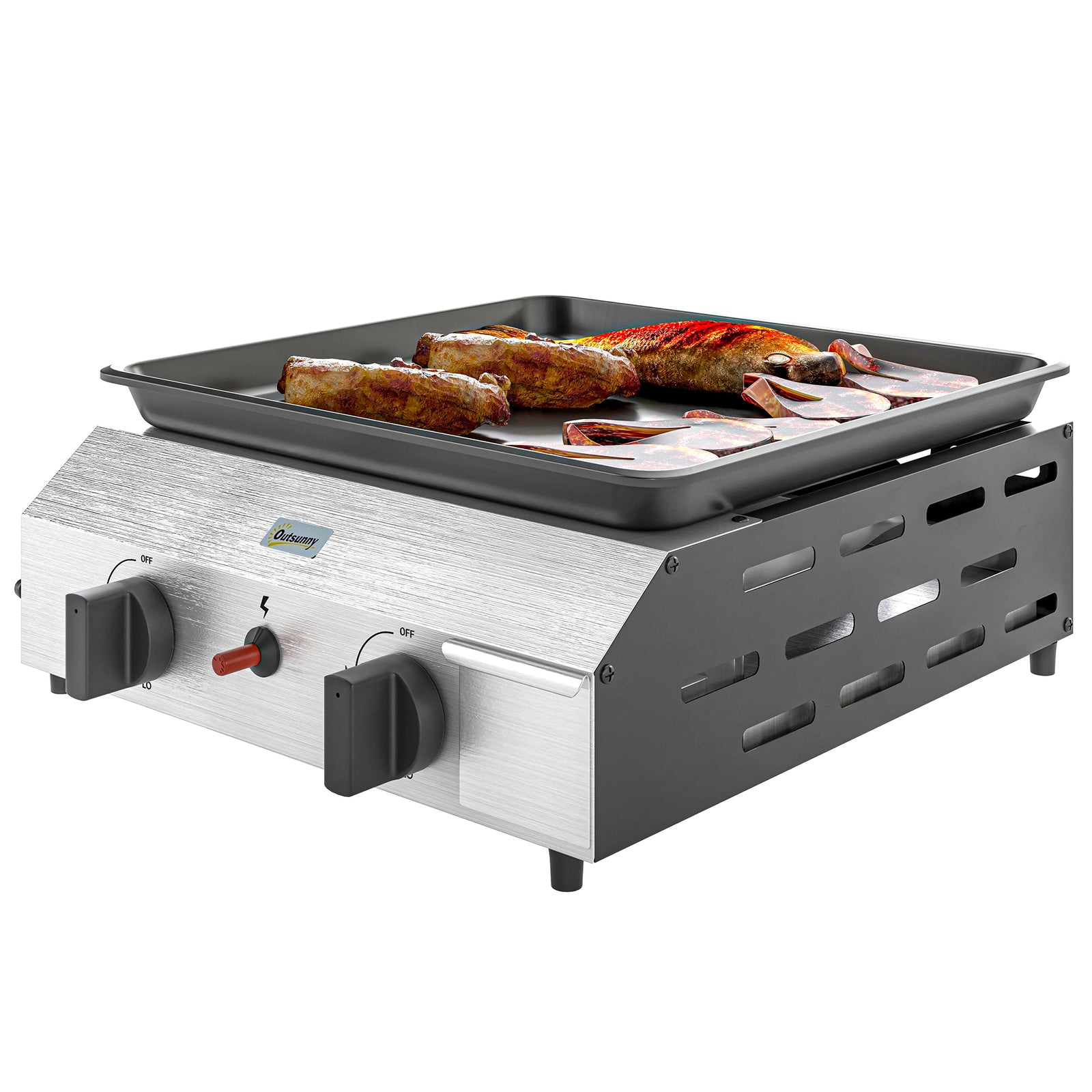Gas Grill, Gas Bbq W/ Non-stick Griddle For Camping | Small | Silver