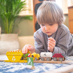 Bigjigs Toys Wooden Construction Train Engine with 3 Carriages