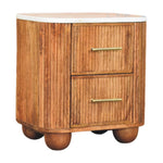 Aurora Marble Bedside, 2 Drawers, White and Brown | 6 | Brown